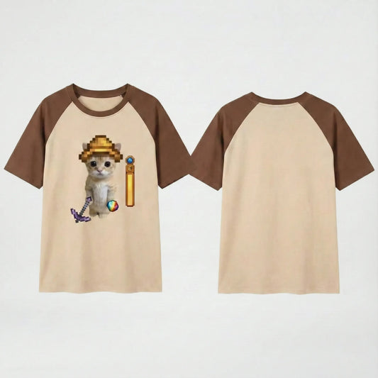 Camiseta Stardew Valley Edição Gatinho Minerando