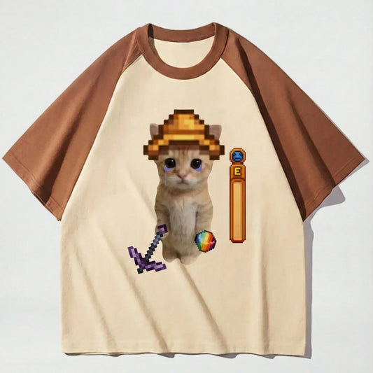 Camiseta Stardew Valley Edição Gatinho Minerando