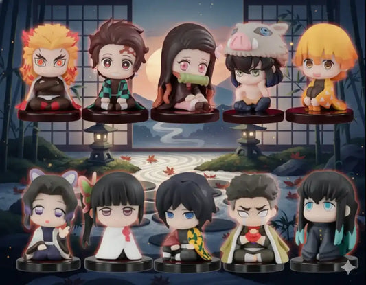 Kit Colecionável Demon Slayer: "Resting Slayers" – Set com 10 Figuras