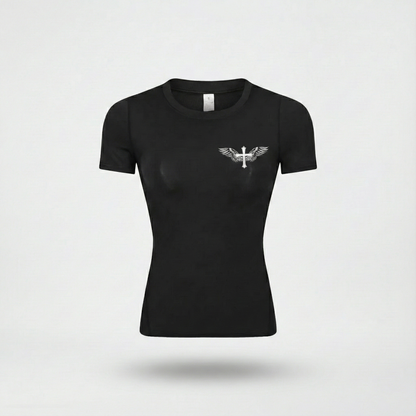 Camiseta de Compressão Feminina "Iron Faith" – Edição The Cross