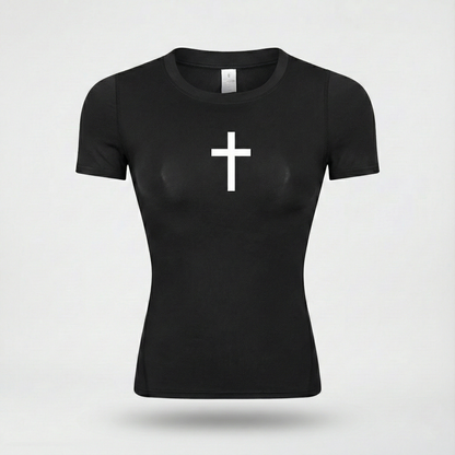 Camiseta de Compressão Feminina "Iron Faith" – Edição The Cross