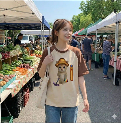 Camiseta Stardew Valley Edição Gatinho Minerando