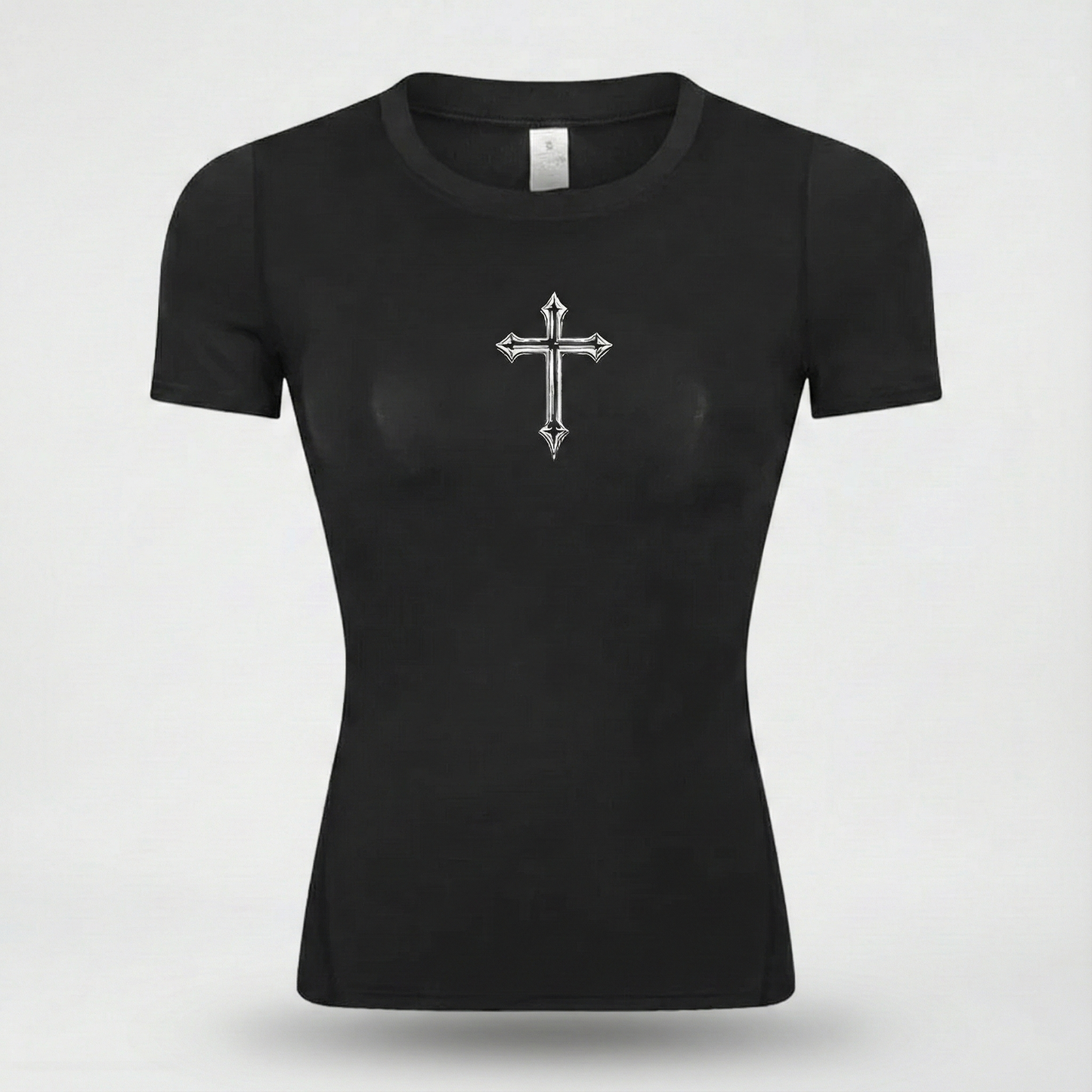Camiseta de Compressão Feminina "Iron Faith" – Edição The Cross
