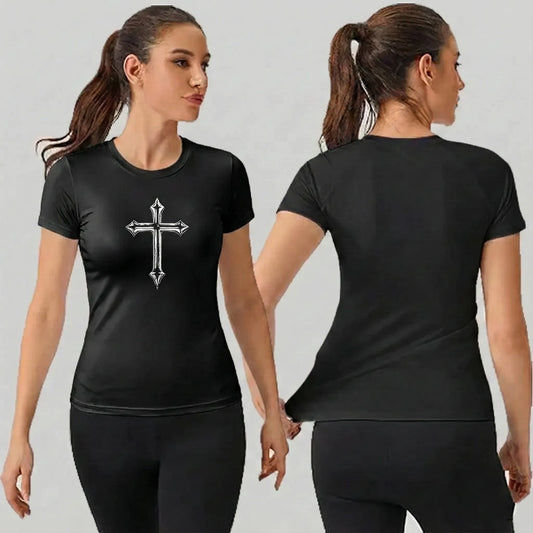 Camiseta de Compressão Feminina "Iron Faith" – Edição The Cross