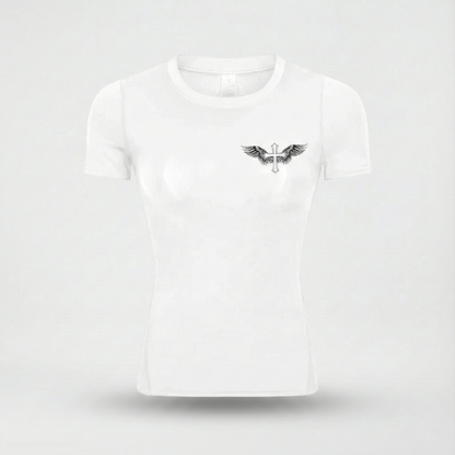 Camiseta de Compressão Feminina "Iron Faith" – Edição The Cross